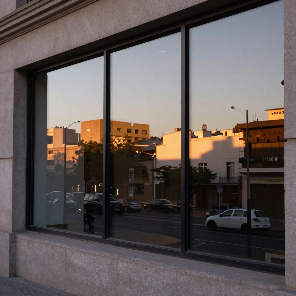 Calle de Buenos Aires al atardecer vista desde una ventana