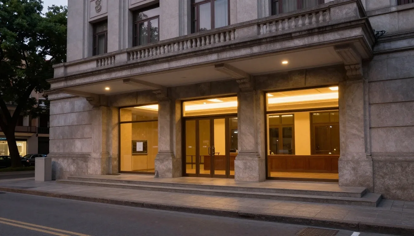 Manos que entregan una carpeta en ventanilla consular