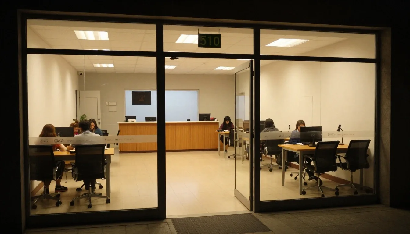 Manos colocando carpeta de estudiante en bandeja de oficina
